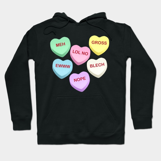 Rude Candy Hearts Hoodie by tommartinart